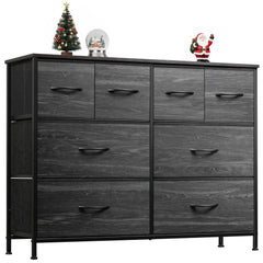 WLIVE dresser with eight deep fabric drawers and wood top for organized storage.