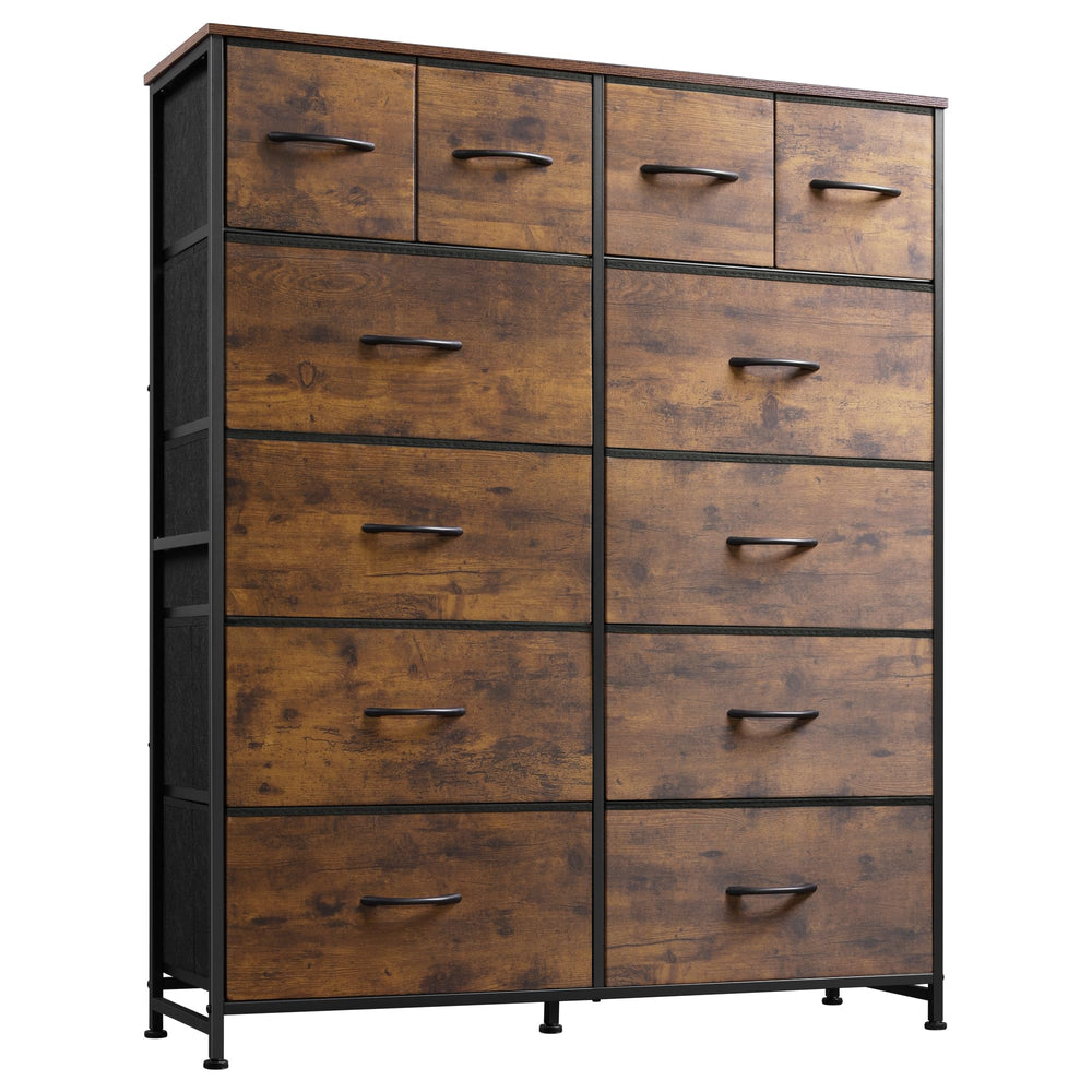 WLIVE tall dresser with 12 drawers and wood top for organized clothing storage