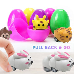 WODMAZ Easter egg featuring a monkey pull-back car for imaginative play.