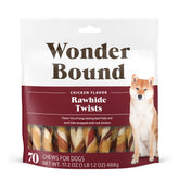 Wonder Bound chicken rawhide twist close-up showing real meat layers for a flavorful chew.
