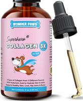 Wonder Paws premium collagen bottle for dogs supports healthy skin and coat
