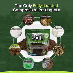 Wonder Soil worm castings in potting soil boost natural nutrients.