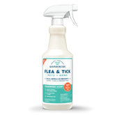Wondercide cedarwood spray bottle for pets and home, kills fleas on contact.