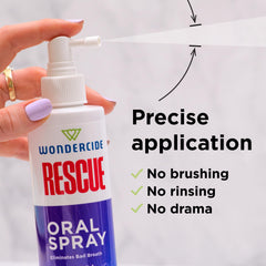 Wondercide Rescue oral spray for daily use supports fresh breath between brushings.