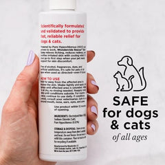 Wondercide Rescue Skin Spray on leg easing itching during playtime