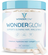 WonderCow WonderGlow bottle front promoting healthier hair and glowing skin