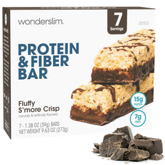 WonderSlim high-fiber bars fluffy s'more crisp pack for on-the-go energy.