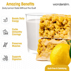 WonderSlim nutrition facts for Lemon Crisp highlight 15g protein and 8g fiber.