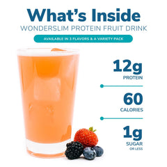 WonderSlim packaging front shows 60 calories and 1g sugar.