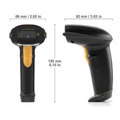 WoneNice USB laser scanner in-hand for quick inventory checks.