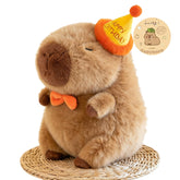 Wonfirang Capybara plush with birthday hat offering a cute, huggable start for playtime