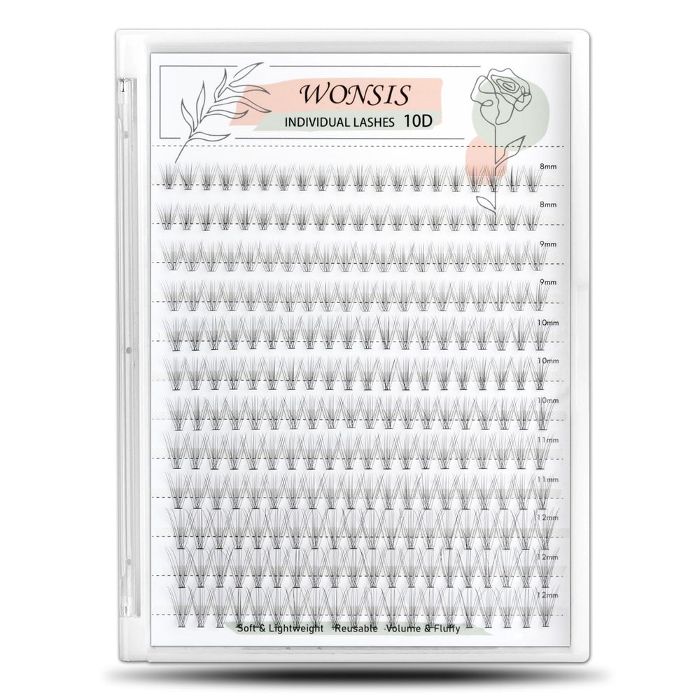 WONSIS individual lashes 10D set with 8-12mm range for a natural daily look.