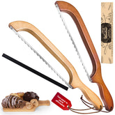 Woodever bread knife with 16in sourdough blade enables precise crust-safe slicing.