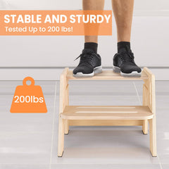 Woodure stool with stain-resistant surface for easy cleaning.