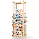 Woodure stuffed animal storage zoo front view for easy kid-friendly organization.