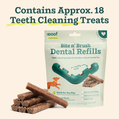 WOOF refill with sodium hexametaphosphate supports cleaning action.