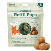 WOOF Pupsicle Refill Pops packaging shows easy, mess-free dog treats.