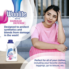 Woolite Damage Defense cap twist demonstrates easy dosing and care