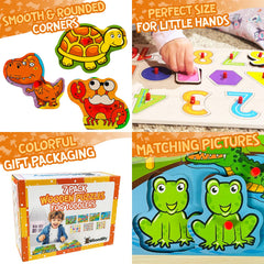 WOOODLIFY fruit puzzle pieces encourage vocabulary growth through tasty themes.