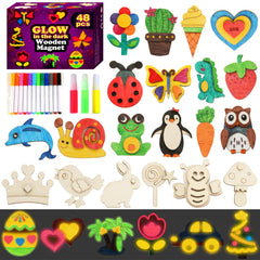Worgree wooden magnets kit with colorful designs ready to paint
