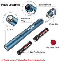 WORKPRO pen light includes battery, ready for quick use.