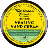 WORKMAN'S FRIEND healing hand cream jar showing a thick, nourishing texture for dry hands.