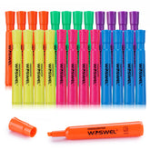 WOSWEL highlighters 24-pack bulk pack shown in zipper bag for classroom use.
