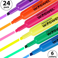 WOSWEL highlighters six fluorescent color swatches for vivid notes.