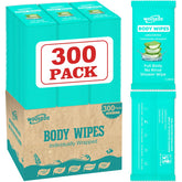 WOUSEDO 300-pack no-rinse wipes for quick cleansing on the go