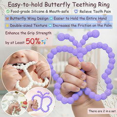 Wovinda butterfly teether wing texture close-up for varied chewing sensations.