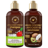 WOW Skin Science Apple Cider Vinegar Shampoo bottle front, promotes scalp refresh and smoother hair.
