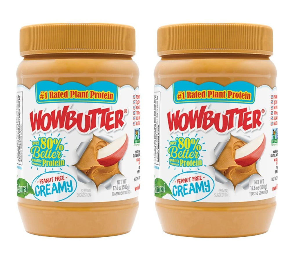 WOWBUTTER natural peanut-free creamy jar with smooth texture, ideal for toast.
