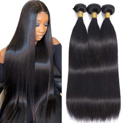 WOWQUEEN 10A Brazilian straight bundles close-up weft for smooth, tangle-free styling