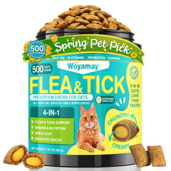 Woyamay 4-in-1 flea and tick chews bottle for daily protection.