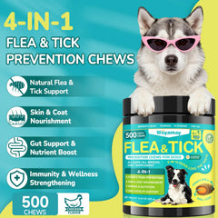 Woyamay chicken-flavor chews close-up highlighting tasty daily flea prevention.