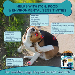 Woyamay dog allergy chews chicken-flavor treats dogs love.