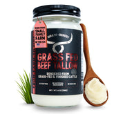 Wrath & Remedy beef tallow bottle front showing rich, versatile fat for high heat cooking