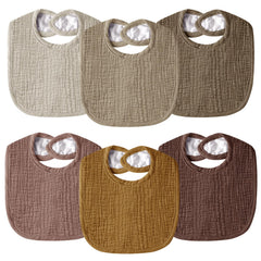 Wrrernsin muslin baby bib front close-up showing soft organic cotton for gentle skin