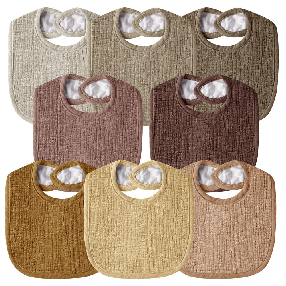Wrrernsin muslin baby bibs front view with soft multi-layer cotton for quick dry