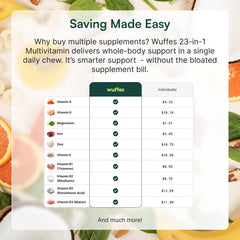 Wuffes omega-3 salmon oil image emphasizes Omega-3 for skin, coat, and heart health.