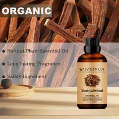Wuvezrub sandalwood essential oil in a diffuser setup for calm spaces.