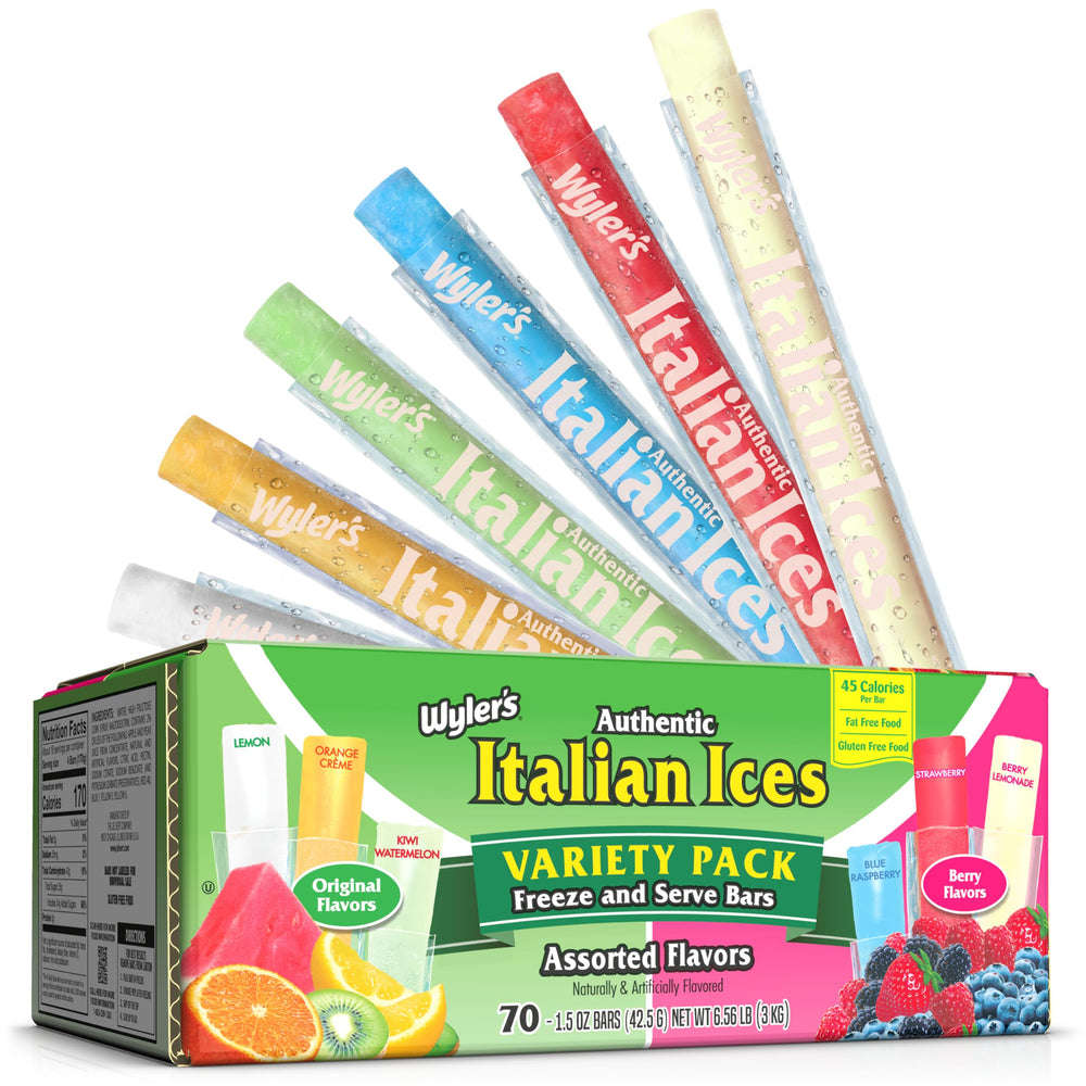 Wyler's Italian Ices original flavors in a variety pack ideal for quick cooling.