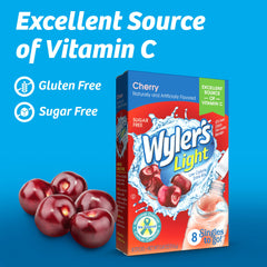 Powder poured into a water bottle to flavor Wyler's Cherry.