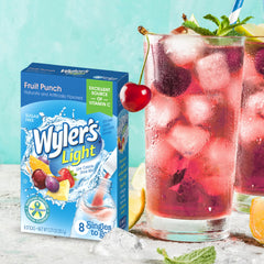 Wyler's Light Fruit Punch water mix dissolves easily for a fast, flavorful hydration boost.