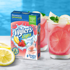 Wyler's Light water bottle mixing action with easy shake.