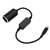 WYMECT USB-C to 12V adaptor powers a dash cam in car.