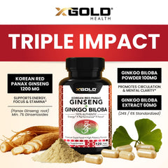 Close-up of Ginkgo Biloba leaves and capsules suggesting cognitive support