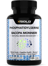 X Gold Health Phosphatidylserine & Bacopa bottle shown for daily focus support.