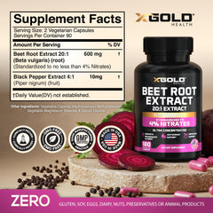 Third party lab tested label from X Gold Health ensuring purity and potency.