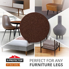 X-Protector chair leg pad, brown round, protects feet and minimizes sliding noise.